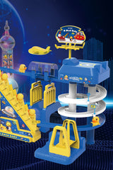 B.Duck Space-Theme Play Set Toy Spiral Slide Electric Step Ladder Flashing Lighthouse